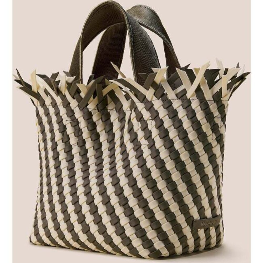 Naghedi NYC Women's Havana Striped Small Hand-Woven Tote Bag,